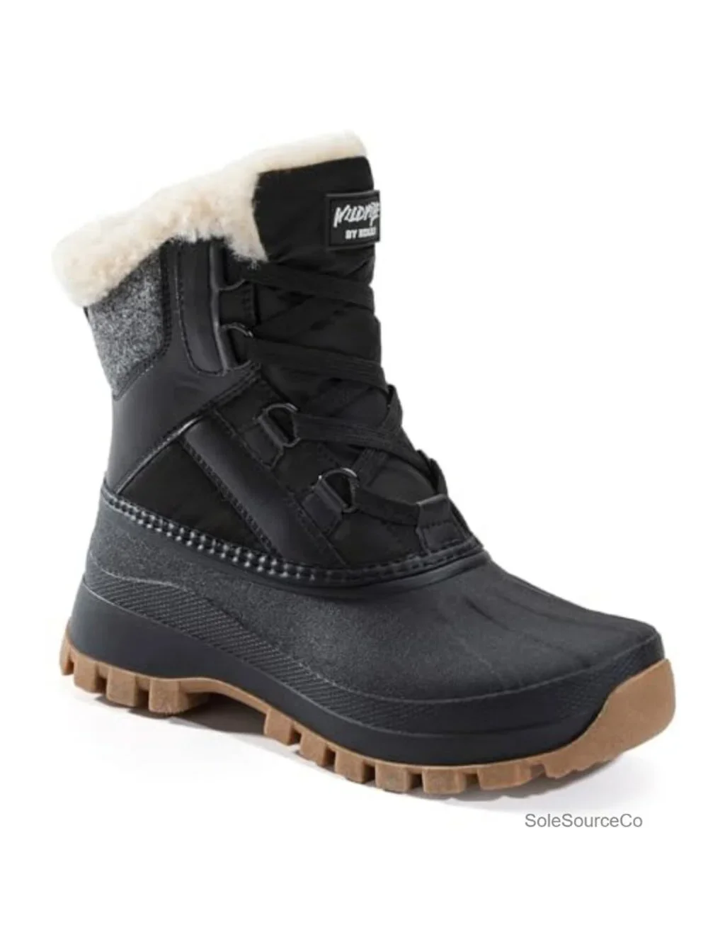 Women's Waterproof Snow Duck Boots with Fur Lining, Anti-Slip Sole, Lace-Up